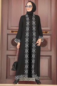 Black Hijab Knitwear Cardigan 3063S - 1