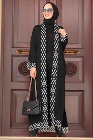 Black Hijab Knitwear Cardigan 3063S - 2