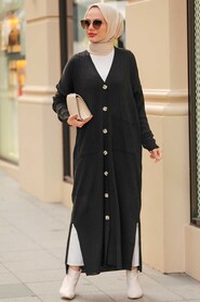 Black Hijab Knitwear Cardigan 33690S - 1