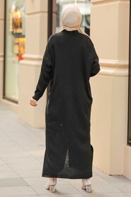 Black Hijab Knitwear Cardigan 33690S - 4