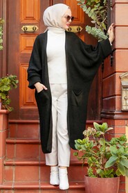 Black Hijab Knitwear Cardigan 4182S - 2