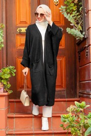 Black Hijab Knitwear Cardigan 4182S - 1