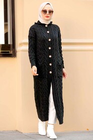 Black Hijab Knitwear Cardigan 5373S - 1