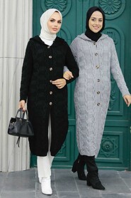 Black Hijab Knitwear Cardigan 70201S - 5