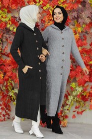 Black Hijab Knitwear Cardigan 70250S - 3