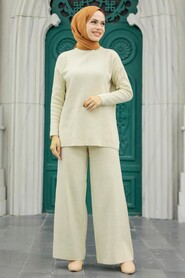 Beige Hijab Knitwear Double Suit 6472BEJ - 1