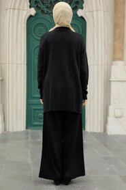 Black Hijab Knitwear Double Suit 6472S - 3