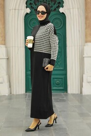Black Hijab Knitwear Dress 20440S - 1