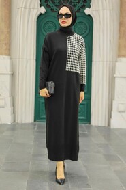 Black Hijab Knitwear Dress 20440S - 2