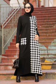 Black Hijab Knitwear Dress 30503S - 1