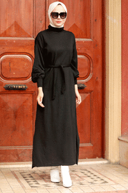 Black Hijab Knitwear Dress 3135S - 1