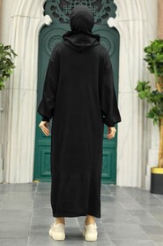 Black Hijab Knitwear Dress 33902S - 2