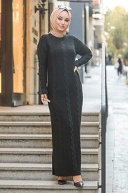 Black Hijab Knitwear Dress 5083S - 2