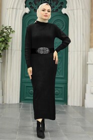 Black Hijab Knitwear Dress 5248S - 1