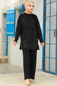 Black Hijab Knitwear Dual Suit 40782S - 1