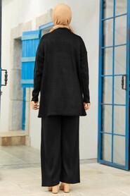 Black Hijab Knitwear Dual Suit 40782S - 3