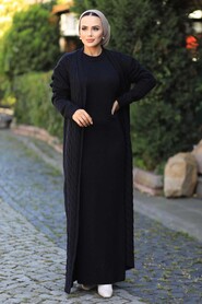 Black Hijab Knitwear Suit 15020S - 1