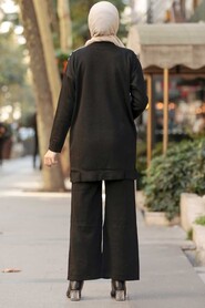Black Hijab Knitwear Suit Dress 21692S - 3