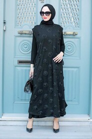 Black Hijab Knitwear Suit Dress 30701S - 2
