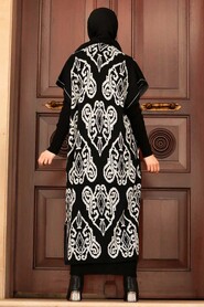 Black Hijab Knitwear Suit Dress 3178S - 2