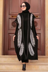 Black Hijab Knitwear Suit Dress 3183S - 1
