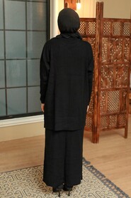 Black Hijab Knitwear Suit Dress 34021S - 2