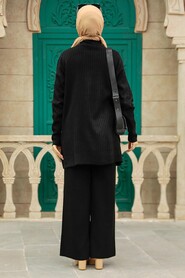 Black Hijab Knitwear Suit Dress 4052S - 3