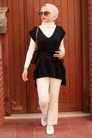Black Hijab Knitwear Sweater 46500S - 1