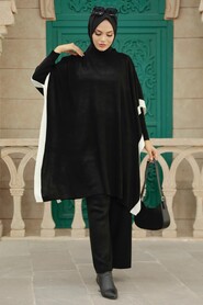 Black Hijab Knitwear Triple Suit 33850S - 5