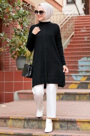Black Hijab Knitwear Tunic 18441S - 2