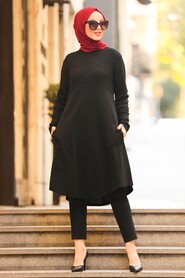 Black Hijab Knitwear Tunic 1964S - 1