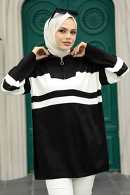 Black Hijab Knitwear Tunic 26961S - 1