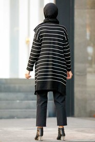 Black Hijab Knitwear Tunic 33770S - 2