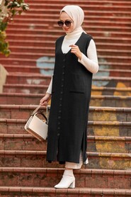 Black Hijab Knitwear Vest 3324S - NEVA STYLE