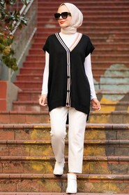 Black Hijab Knitwear Waistcoat 2492S - 1