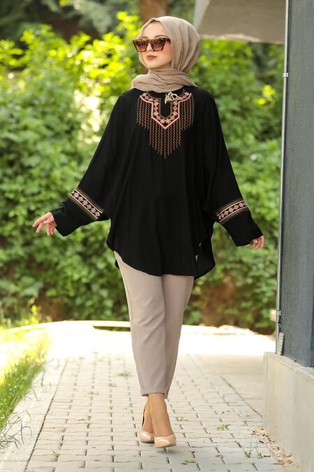 Black Hijab Poncho 236S - NEVA STYLE