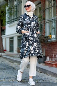 Black Hijab Raincoat 8923S - 1