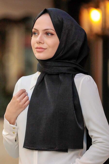 Black Hijab Shawl 4511S - NEVA STYLE