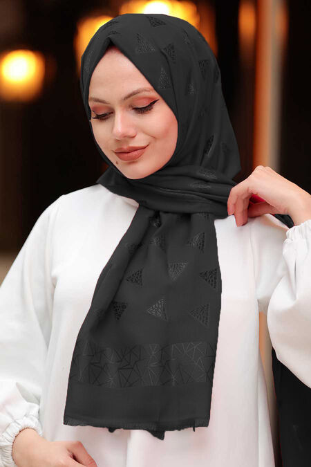 Black Hijab Shawl 45910S - NEVA STYLE