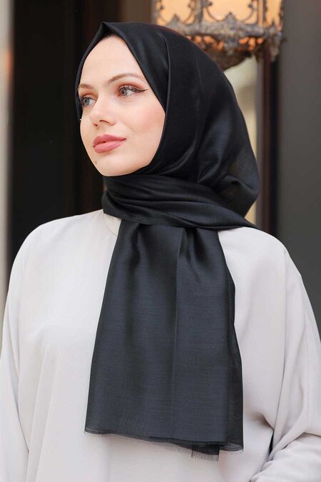 Black Hijab Shawl 48410S - NEVA STYLE