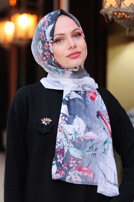 Black Hijab Shawl 52051S - NEVA STYLE