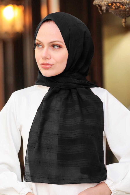 Black Hijab Shawl 5305S - NEVA STYLE