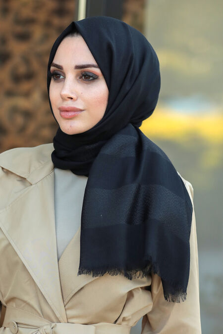 Black Hijab Shawl 7532S - NEVA STYLE