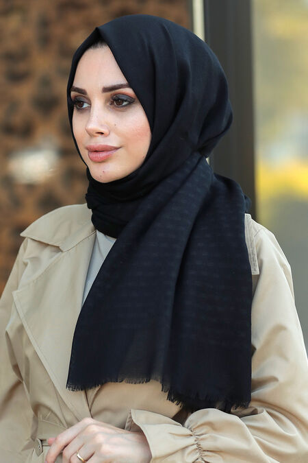 Black Hijab Shawl 7533S - NEVA STYLE