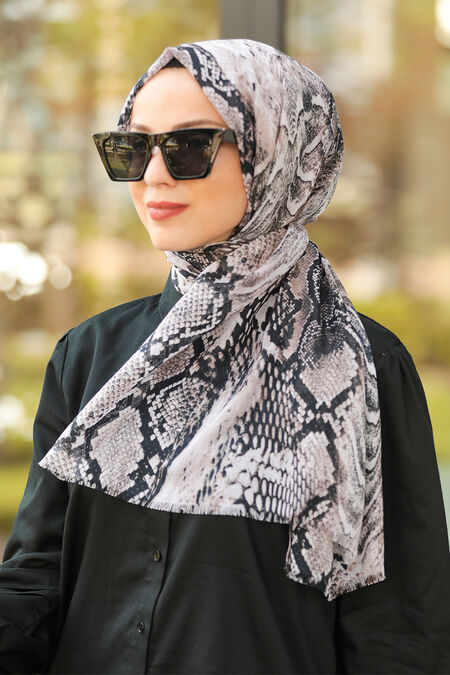 Black Hijab Shawl 7537S - NEVA STYLE