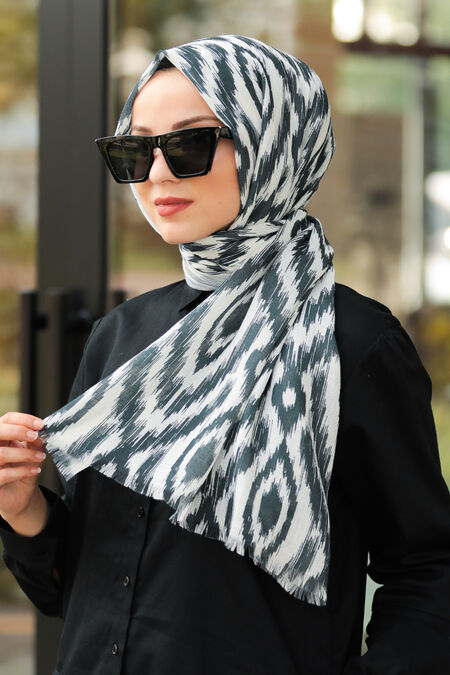Black Hijab Shawl 7539S - NEVA STYLE