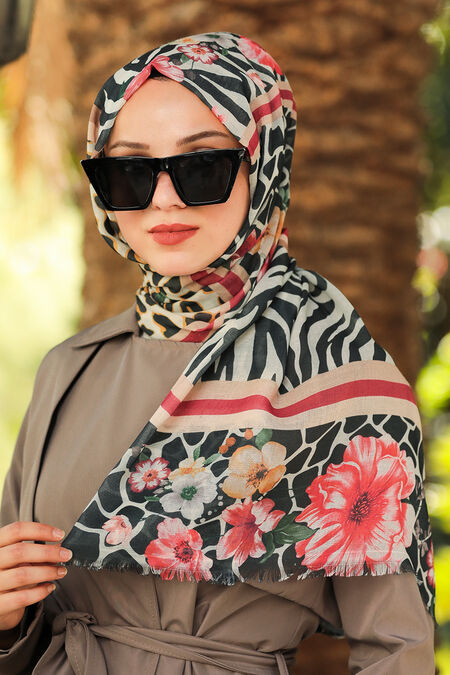 Black Hijab Shawl 7541S - NEVA STYLE