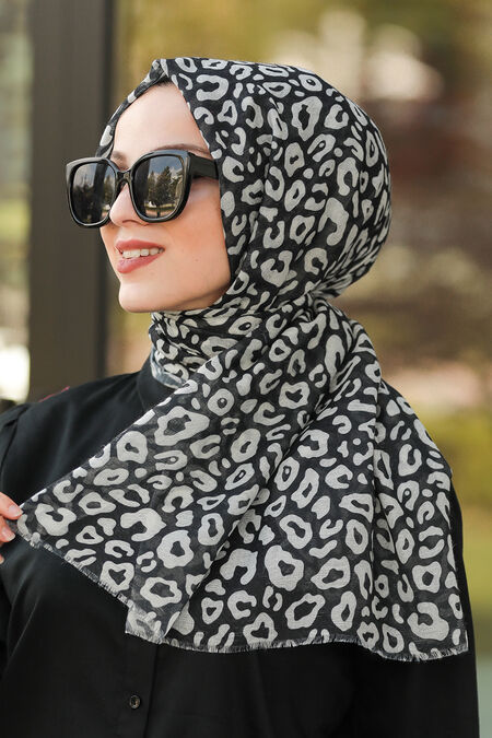 Black Hijab Shawl 7556S - NEVA STYLE