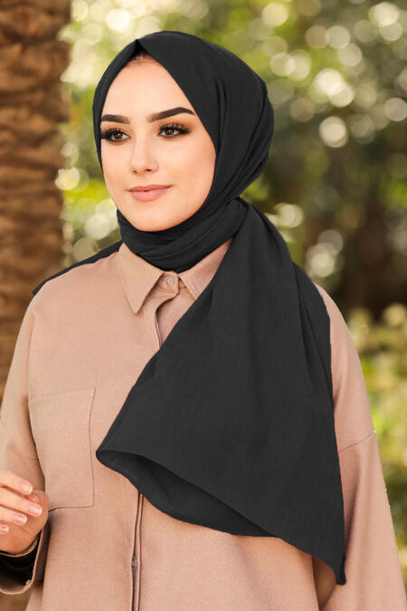 Black Hijab Shawl 7563S - NEVA STYLE