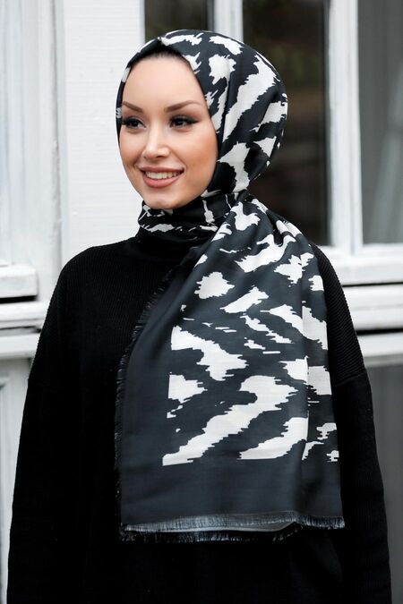 Black Hijab Shawl 7567S - NEVA STYLE